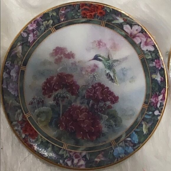 The Bradford Exchange Lena Liu hummingbird Mini Floral Numbered & Signed Plates - Picture 3 of 16